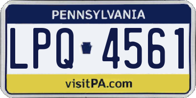 PA license plate LPQ4561