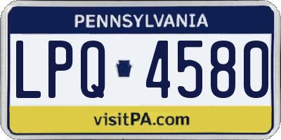 PA license plate LPQ4580