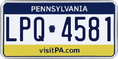PA license plate LPQ4581