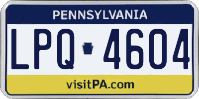 PA license plate LPQ4604