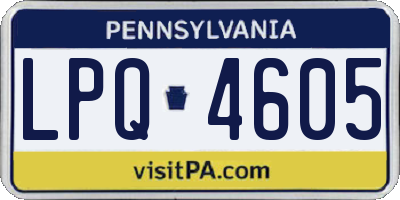 PA license plate LPQ4605