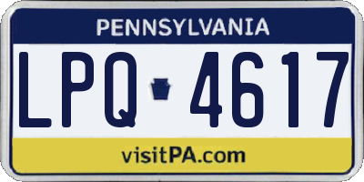PA license plate LPQ4617