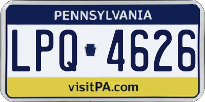 PA license plate LPQ4626