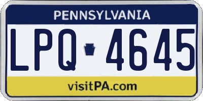 PA license plate LPQ4645