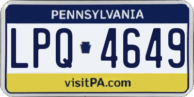 PA license plate LPQ4649