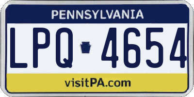 PA license plate LPQ4654