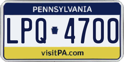 PA license plate LPQ4700