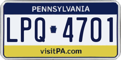 PA license plate LPQ4701