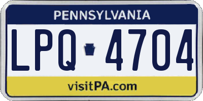 PA license plate LPQ4704