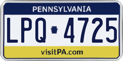 PA license plate LPQ4725