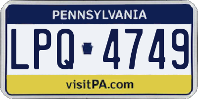 PA license plate LPQ4749