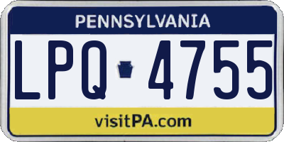 PA license plate LPQ4755