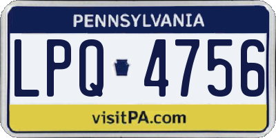 PA license plate LPQ4756