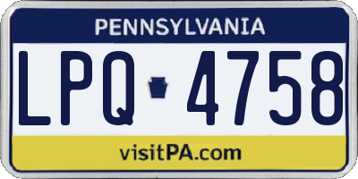 PA license plate LPQ4758
