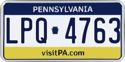PA license plate LPQ4763