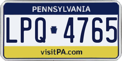 PA license plate LPQ4765