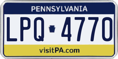 PA license plate LPQ4770