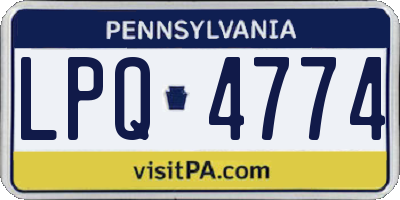 PA license plate LPQ4774