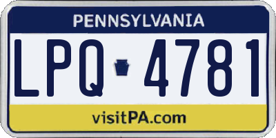 PA license plate LPQ4781