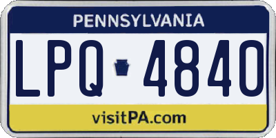 PA license plate LPQ4840