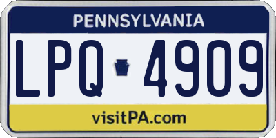 PA license plate LPQ4909