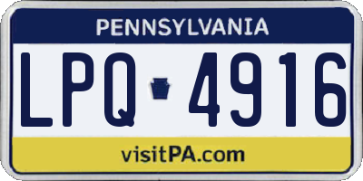 PA license plate LPQ4916
