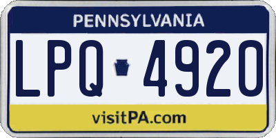 PA license plate LPQ4920