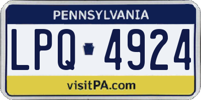 PA license plate LPQ4924