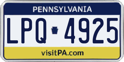 PA license plate LPQ4925