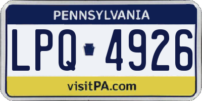PA license plate LPQ4926
