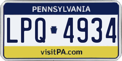 PA license plate LPQ4934