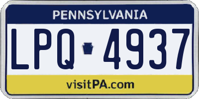 PA license plate LPQ4937