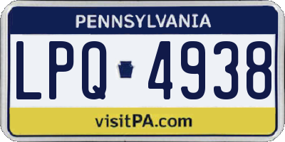 PA license plate LPQ4938