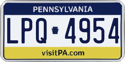 PA license plate LPQ4954