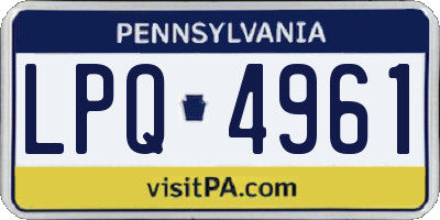 PA license plate LPQ4961