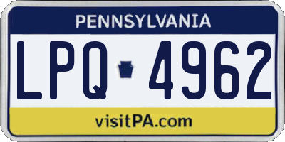 PA license plate LPQ4962