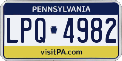 PA license plate LPQ4982