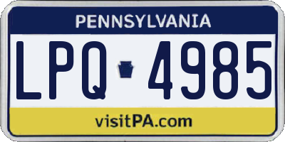 PA license plate LPQ4985