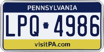 PA license plate LPQ4986