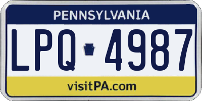 PA license plate LPQ4987