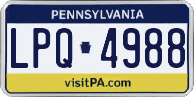 PA license plate LPQ4988