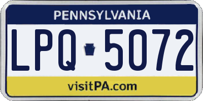 PA license plate LPQ5072