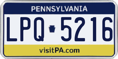 PA license plate LPQ5216