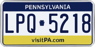 PA license plate LPQ5218
