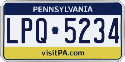 PA license plate LPQ5234