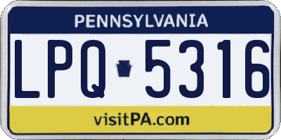 PA license plate LPQ5316