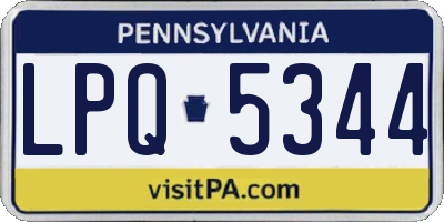 PA license plate LPQ5344