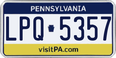 PA license plate LPQ5357