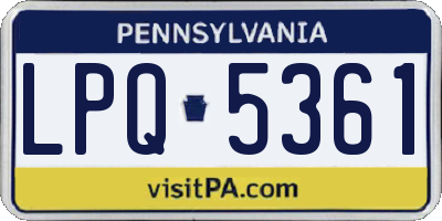 PA license plate LPQ5361