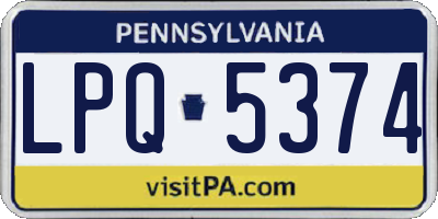 PA license plate LPQ5374